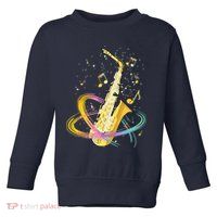Saxophone Player Musical Notes Jazz Musician Saxophonist Sax Toddler Sweatshirt