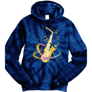 Saxophone Player Musical Notes Jazz Musician Saxophonist Sax Tie Dye Hoodie