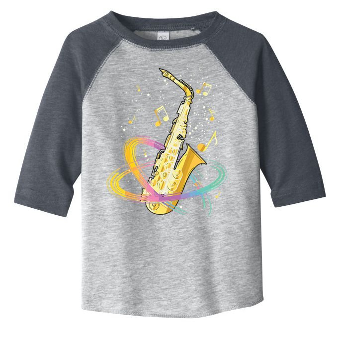 Saxophone Player Musical Notes Jazz Musician Saxophonist Sax Toddler Fine Jersey T-Shirt