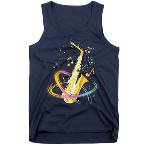 Saxophone Player Musical Notes Jazz Musician Saxophonist Sax Tank Top