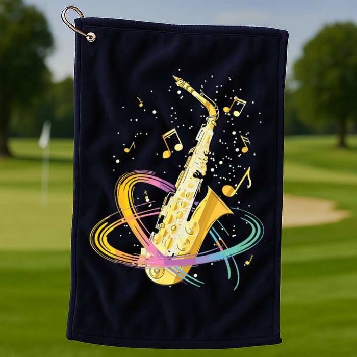 Saxophone Player Musical Notes Jazz Musician Saxophonist Sax Golf Towel