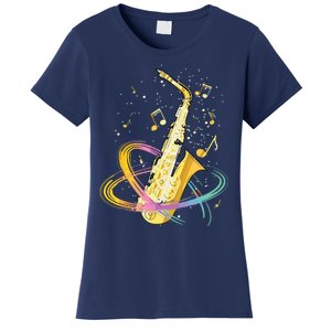 Saxophone Player Musical Notes Jazz Musician Saxophonist Sax Women's T-Shirt