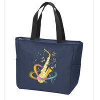 Saxophone Player Musical Notes Jazz Musician Saxophonist Sax Zip Tote Bag