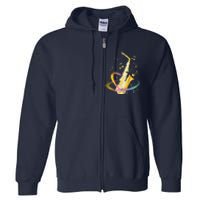 Saxophone Player Musical Notes Jazz Musician Saxophonist Sax Full Zip Hoodie