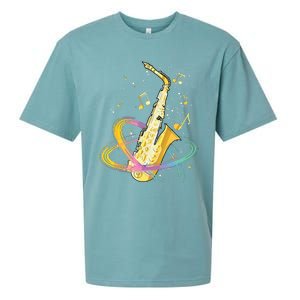 Saxophone Player Musical Notes Jazz Musician Saxophonist Sax Sueded Cloud Jersey T-Shirt