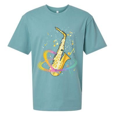 Saxophone Player Musical Notes Jazz Musician Saxophonist Sax Sueded Cloud Jersey T-Shirt