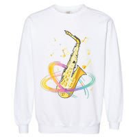 Saxophone Player Musical Notes Jazz Musician Saxophonist Sax Garment-Dyed Sweatshirt