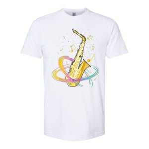 Saxophone Player Musical Notes Jazz Musician Saxophonist Sax Softstyle CVC T-Shirt