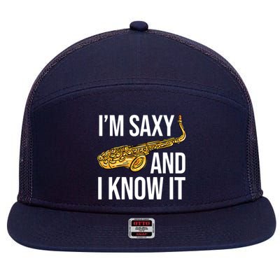 Saxophone Player Musicians Saxophone Player And Teacher Gift 7 Panel Mesh Trucker Snapback Hat