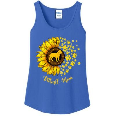 Sunflower Pitbull Mom Dog Lover Gift Ladies Essential Tank