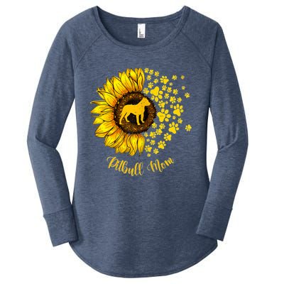 Sunflower Pitbull Mom Dog Lover Gift Women's Perfect Tri Tunic Long Sleeve Shirt