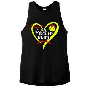 Softball Pitcher Mom Heart Mama Of A Softball Pitcher Mother Ladies PosiCharge Tri-Blend Wicking Tank