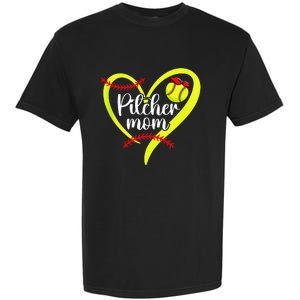 Softball Pitcher Mom Heart Mama Of A Softball Pitcher Mother Garment-Dyed Heavyweight T-Shirt