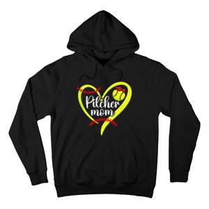 Softball Pitcher Mom Heart Mama Of A Softball Pitcher Mother Hoodie