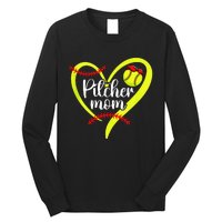 Softball Pitcher Mom Heart Mama Of A Softball Pitcher Mother Long Sleeve Shirt