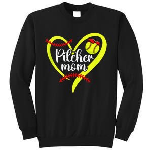 Softball Pitcher Mom Heart Mama Of A Softball Pitcher Mother Sweatshirt