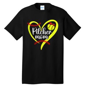 Softball Pitcher Mom Heart Mama Of A Softball Pitcher Mother Tall T-Shirt