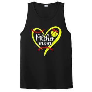 Softball Pitcher Mom Heart Mama Of A Softball Pitcher Mother PosiCharge Competitor Tank