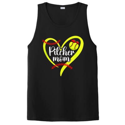 Softball Pitcher Mom Heart Mama Of A Softball Pitcher Mother PosiCharge Competitor Tank