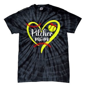 Softball Pitcher Mom Heart Mama Of A Softball Pitcher Mother Tie-Dye T-Shirt