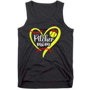 Softball Pitcher Mom Heart Mama Of A Softball Pitcher Mother Tank Top