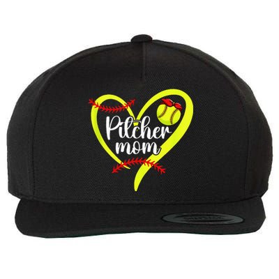 Softball Pitcher Mom Heart Mama Of A Softball Pitcher Mother Wool Snapback Cap