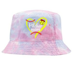 Softball Pitcher Mom Heart Mama Of A Softball Pitcher Mother Tie-Dyed Bucket Hat