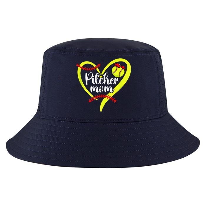 Softball Pitcher Mom Heart Mama Of A Softball Pitcher Mother Cool Comfort Performance Bucket Hat