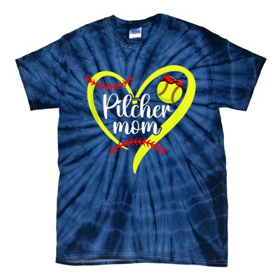 Softball Pitcher Mom Heart Mama Of A Softball Pitcher Mother Tie-Dye T-Shirt