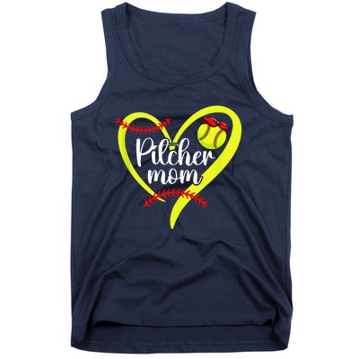 Softball Pitcher Mom Heart Mama Of A Softball Pitcher Mother Tank Top