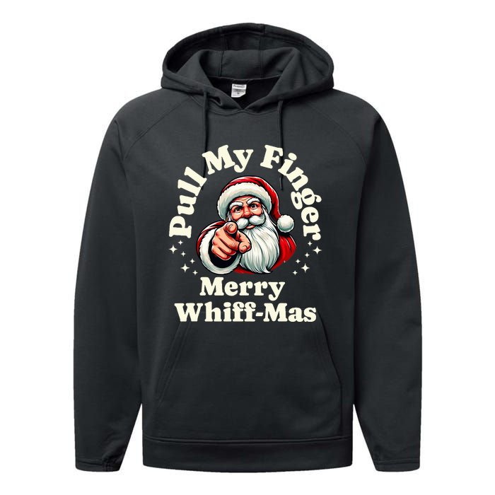 Santa Pull My Finger Christmas Holiday Fart Joke Performance Fleece Hoodie