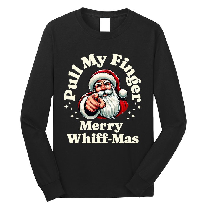 Santa Pull My Finger Christmas Holiday Fart Joke Long Sleeve Shirt