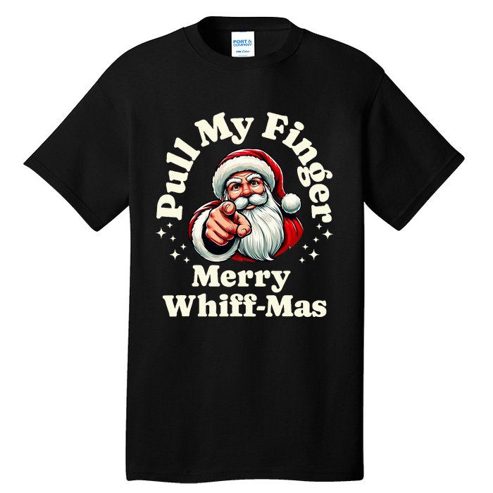 Santa Pull My Finger Christmas Holiday Fart Joke Tall T-Shirt