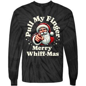 Santa Pull My Finger Christmas Holiday Fart Joke Tie-Dye Long Sleeve Shirt