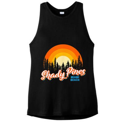 Shady Pines Miami Beach Florida Beach Summer Vacation Ladies PosiCharge Tri-Blend Wicking Tank