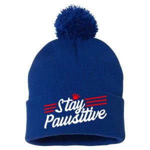 Stay Pawsitive Meaningful Gift Pom Pom 12in Knit Beanie