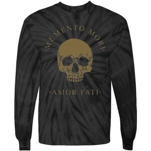 Stoic Philosophy Memento Mori Amor Fati Skull Stoicism Quote Tie-Dye Long Sleeve Shirt