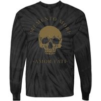 Stoic Philosophy Memento Mori Amor Fati Skull Stoicism Quote Tie-Dye Long Sleeve Shirt