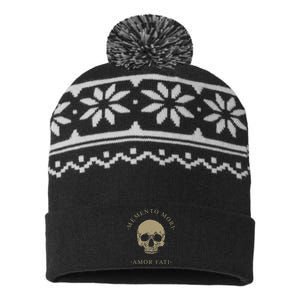 Stoic Philosophy Memento Mori Amor Fati Skull Stoicism Quote USA-Made Snowflake Beanie