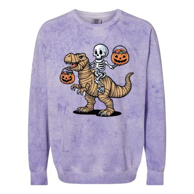 Skeleton Pumpkin Mummy Dinosaur Gift Colorblast Crewneck Sweatshirt