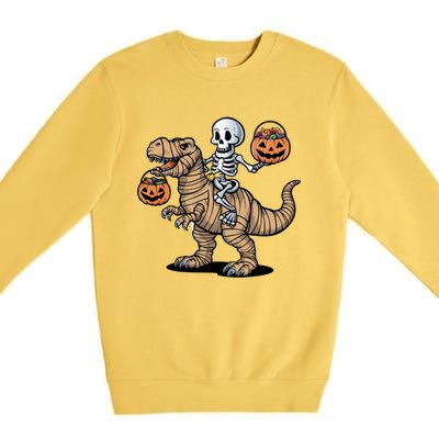 Skeleton Pumpkin Mummy Dinosaur Gift Premium Crewneck Sweatshirt