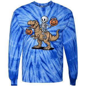 Skeleton Pumpkin Mummy Dinosaur Gift Tie-Dye Long Sleeve Shirt