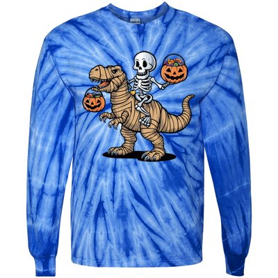 Skeleton Pumpkin Mummy Dinosaur Gift Tie-Dye Long Sleeve Shirt