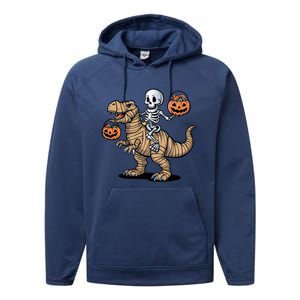 Skeleton Pumpkin Mummy Dinosaur Gift Performance Fleece Hoodie