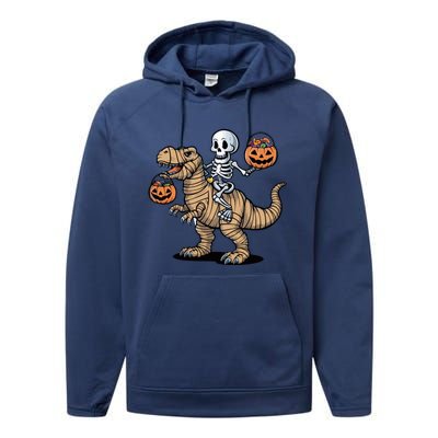 Skeleton Pumpkin Mummy Dinosaur Gift Performance Fleece Hoodie