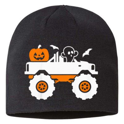 Spooky Pumpkin Monster Truck Halloween Outfit Sustainable Beanie