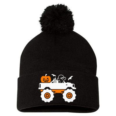 Spooky Pumpkin Monster Truck Halloween Outfit Pom Pom 12in Knit Beanie