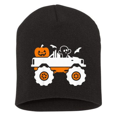 Spooky Pumpkin Monster Truck Halloween Outfit Short Acrylic Beanie