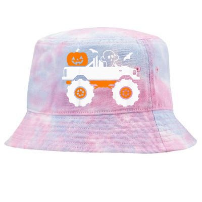 Spooky Pumpkin Monster Truck Halloween Outfit Tie-Dyed Bucket Hat