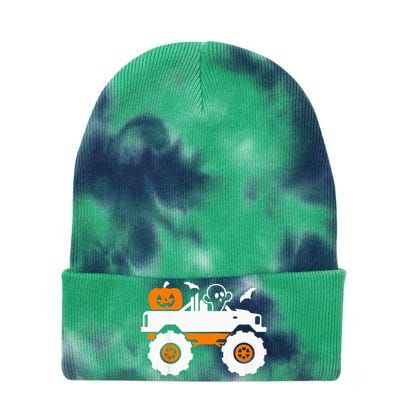 Spooky Pumpkin Monster Truck Halloween Outfit Tie Dye 12in Knit Beanie